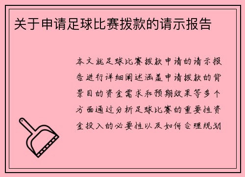 关于申请足球比赛拨款的请示报告