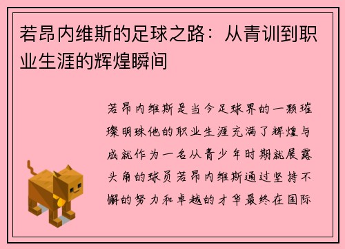若昂内维斯的足球之路：从青训到职业生涯的辉煌瞬间